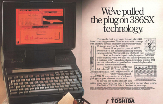 Ad for the Toshiba T3100SX